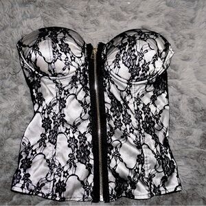 Vintage Y2K Black Lace Zipper Corset